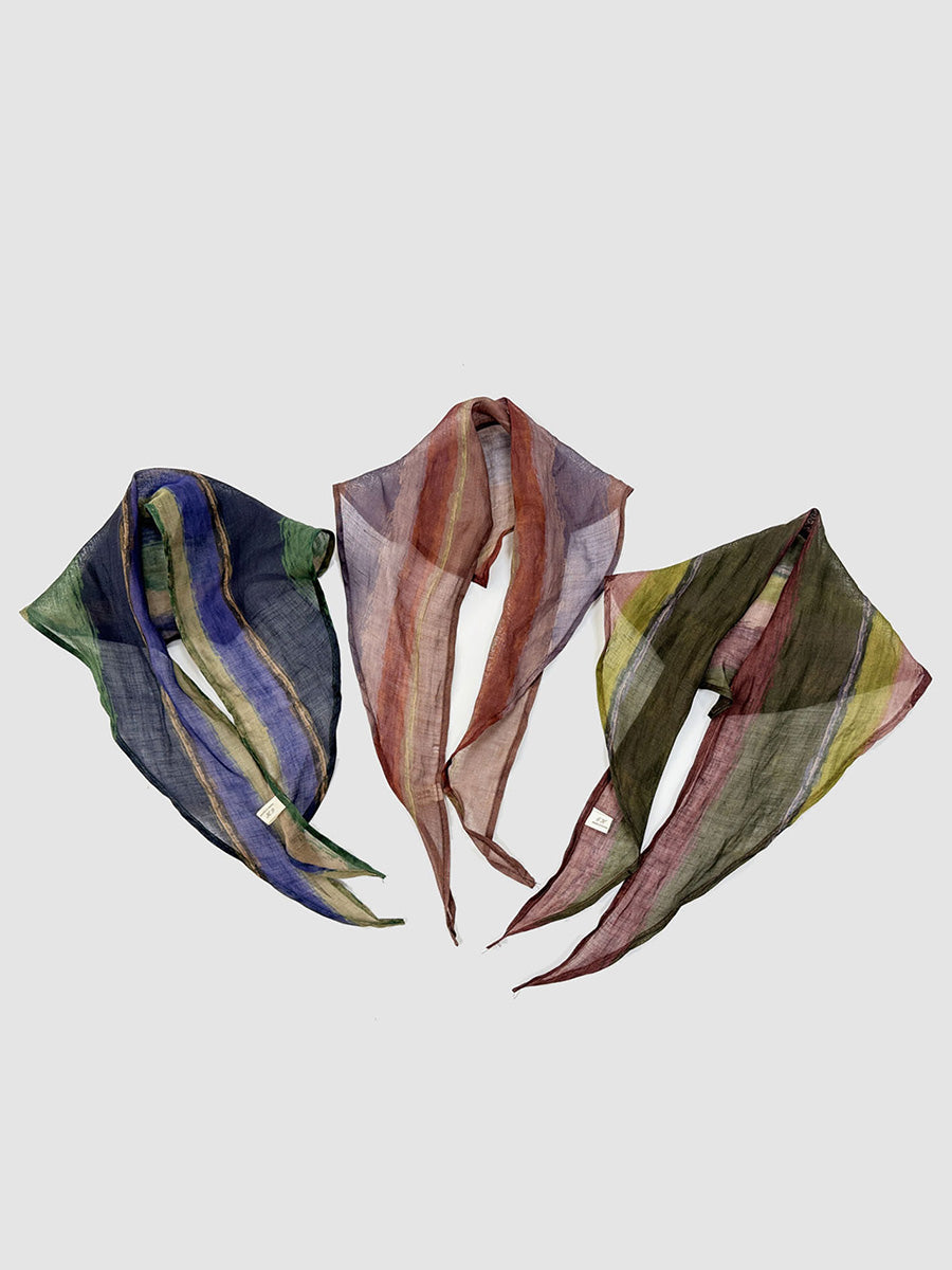Women Summer Tie-Dye Artsy Linen Triangle Scarf