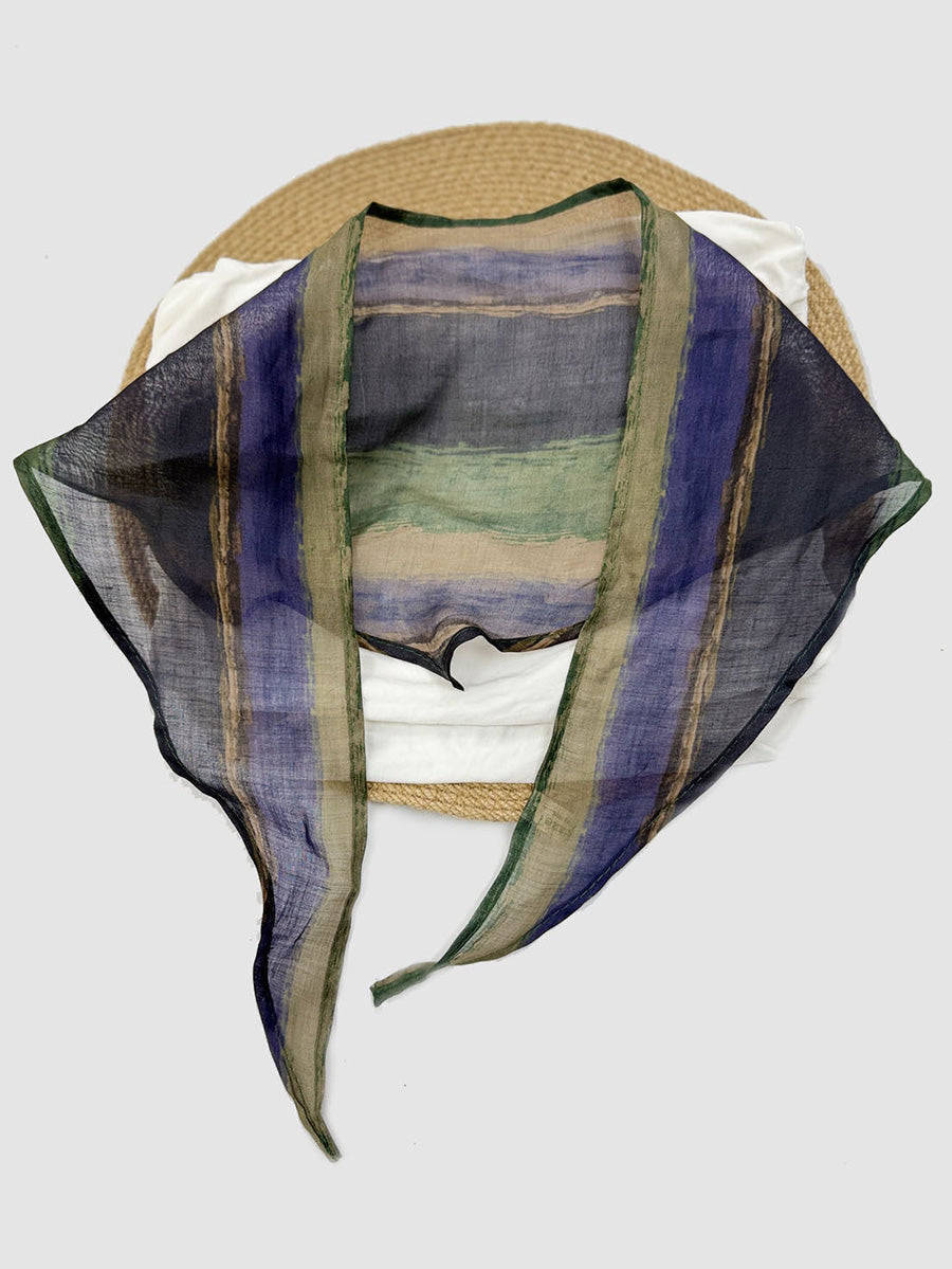 Women Summer Tie-Dye Artsy Linen Triangle Scarf