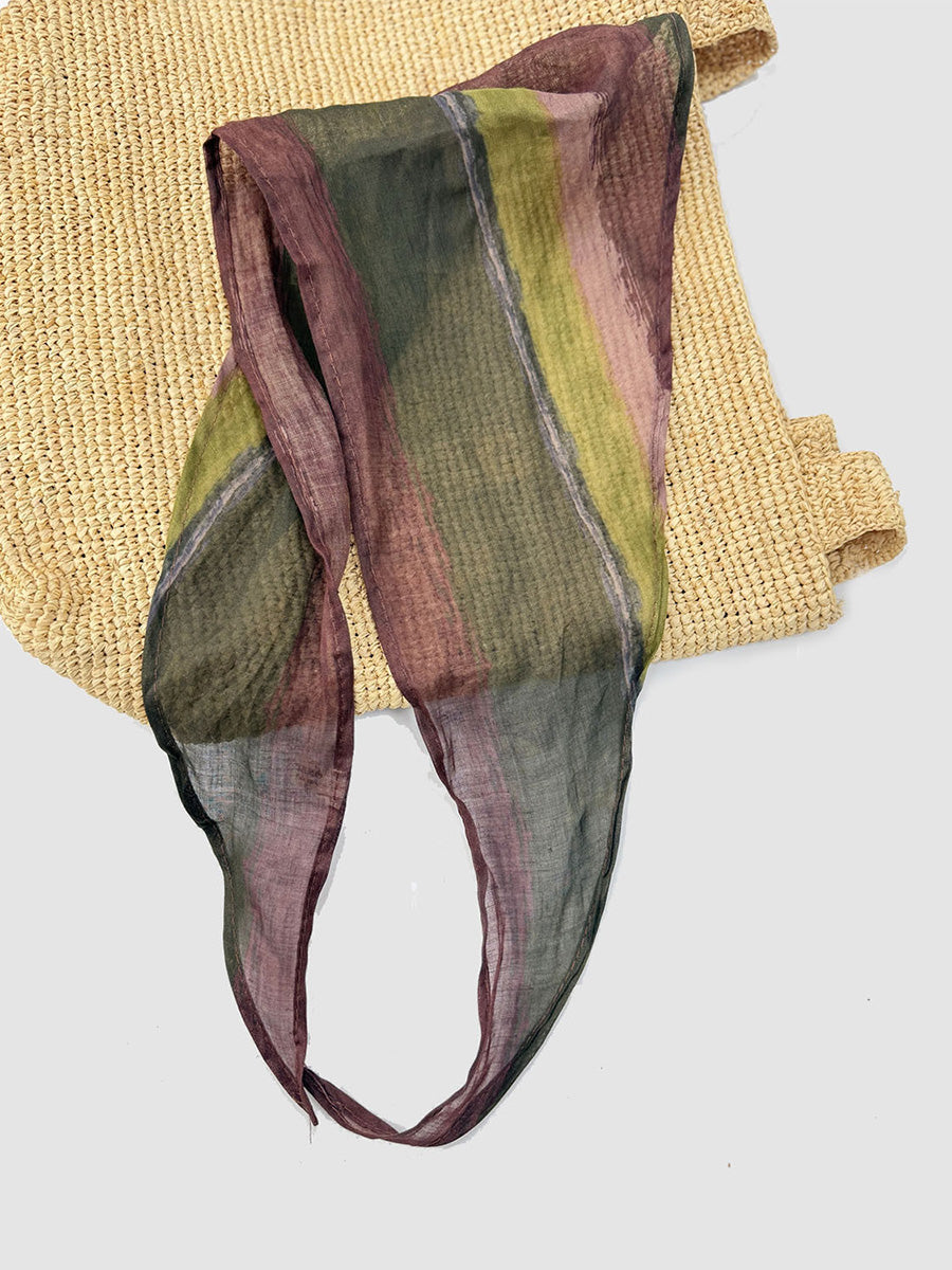 Women Summer Tie-Dye Artsy Linen Triangle Scarf