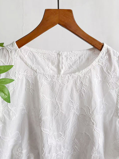 Plus Size Women Summer Floral Elegant Cotton Sleeveless Blouse