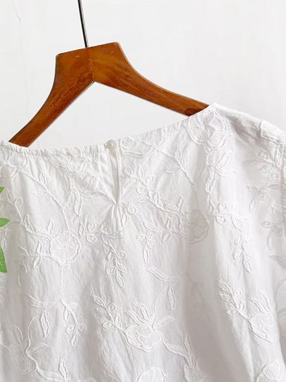Plus Size Women Summer Floral Elegant Cotton Sleeveless Blouse