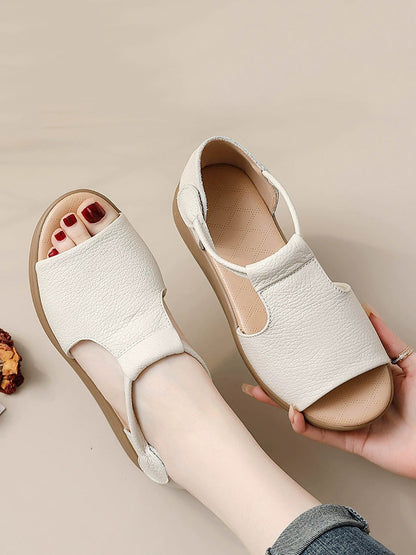 Women Genuine Leather Summer Flat Casual Sandals