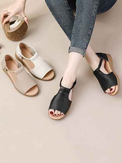 Women Genuine Leather Summer Flat Casual Sandals