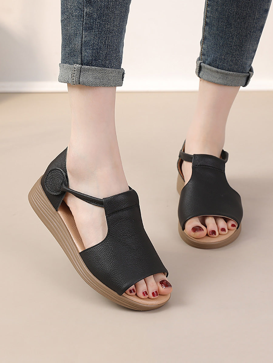 Women Genuine Leather Summer Flat Casual Sandals