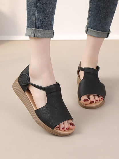 Women Genuine Leather Summer Flat Casual Sandals