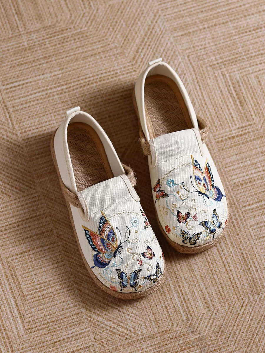 Women Retro Cloth Summer Low-Heel Slip-On Flats