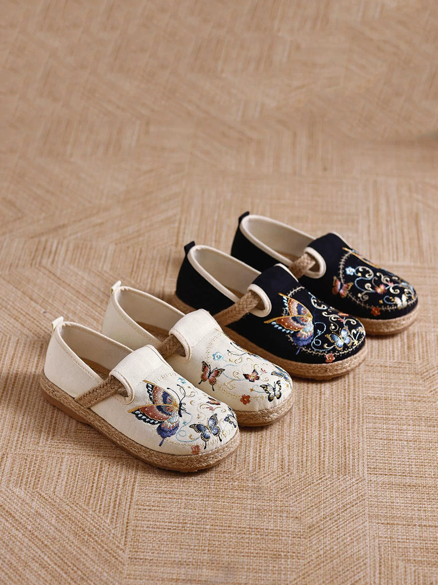 Women Retro Cloth Summer Low-Heel Slip-On Flats