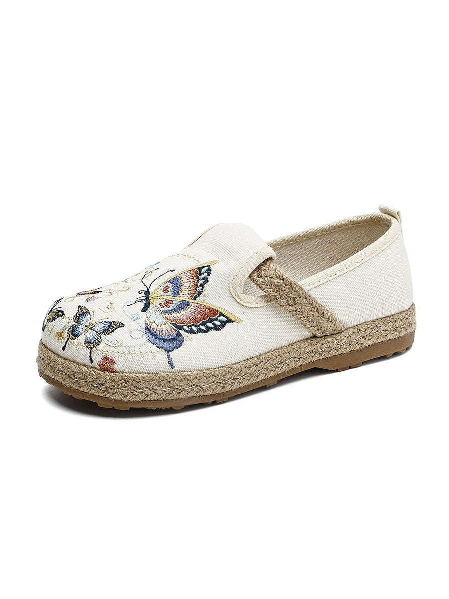 Women Retro Cloth Summer Low-Heel Slip-On Flats