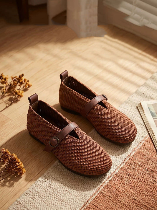 Women Comfort Breathable Linen Woven Slip-on Flats
