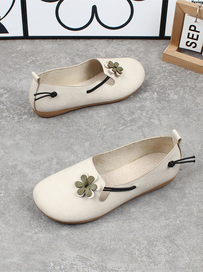 Women Vintage Soft-Sole Round-Toe Slip-On Flats