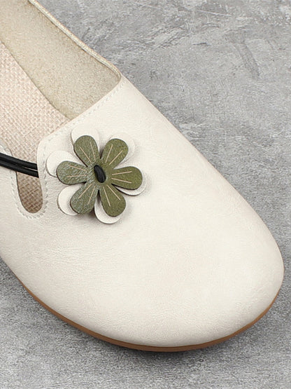 Women Vintage Soft-Sole Round-Toe Slip-On Flats