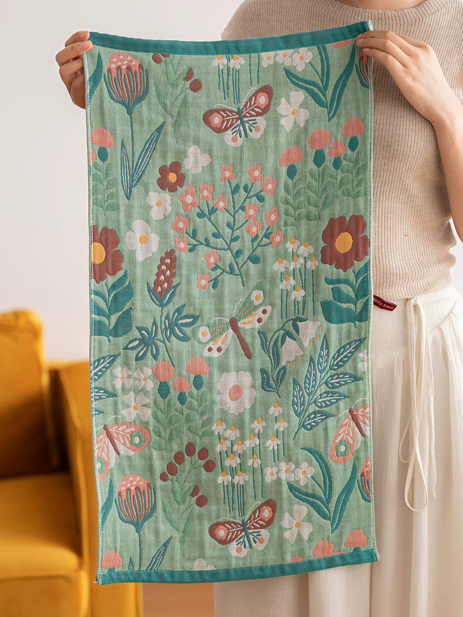 4 Pieces Women Floral Minimalist 4-Layer Gauze Cotton Towel
