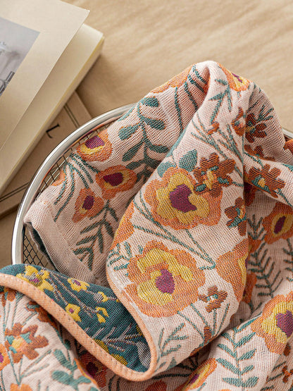 4 Pieces Women Floral Minimalist 4-Layer Gauze Cotton Towel