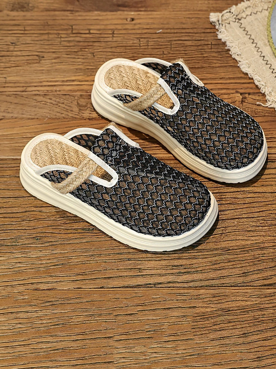 Women Summer Breathable Mesh Linen Slip-On Flat Shoes