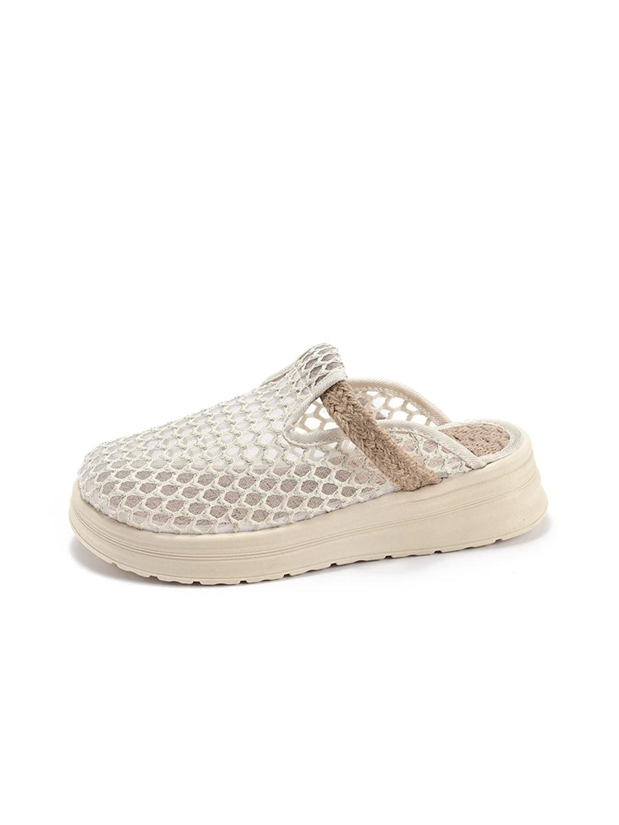 Women Summer Breathable Mesh Linen Slip-On Flat Shoes