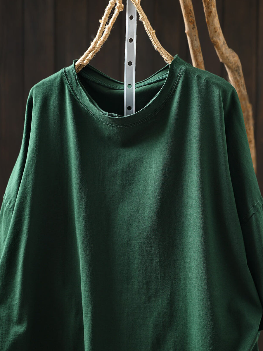 Minimalist Solid Short Sleeve Cotton T-Shirt