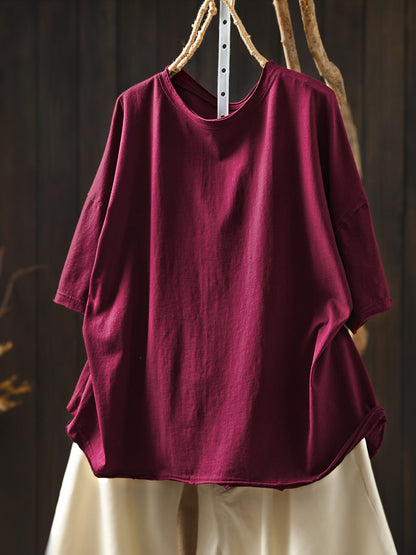Minimalist Solid Short Sleeve Cotton T-Shirt