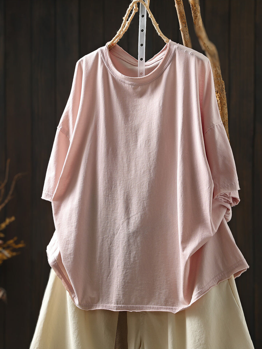 Minimalist Solid Short Sleeve Cotton T-Shirt