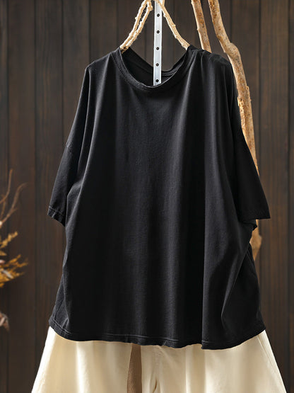 Minimalist Solid Short Sleeve Cotton T-Shirt