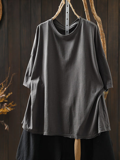 Minimalist Solid Short Sleeve Cotton T-Shirt