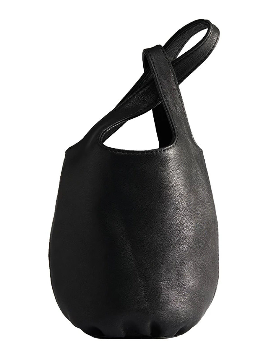 Casual Minimalist Leather Bucket Bag