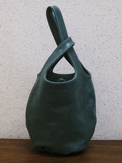 Casual Minimalist Leather Bucket Bag