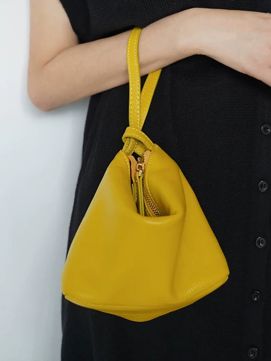 Women Retro Genuine Leather Zipper Handbag