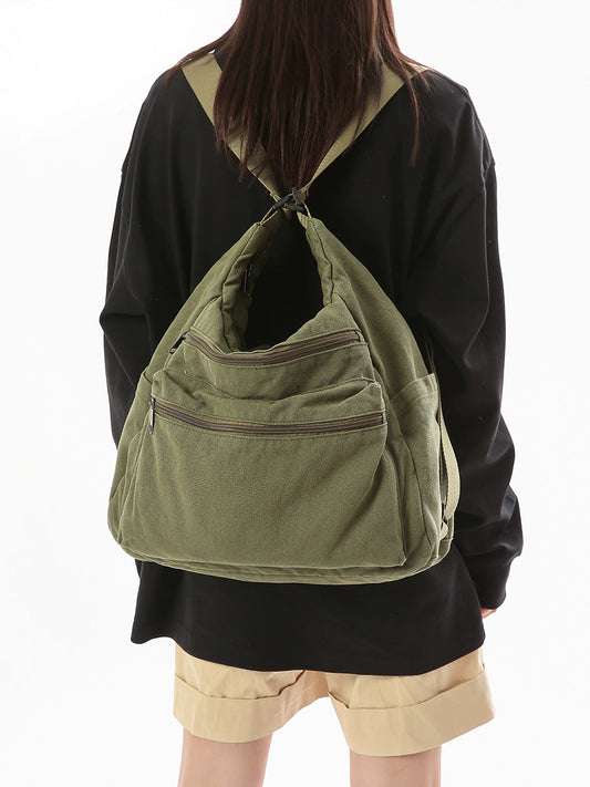 Women Vintage Washed Canvas Convertible Bag