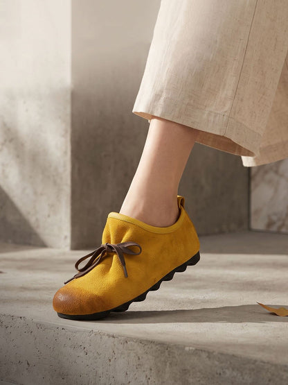 Summer Autumn Genuine Leather Soft Sole Casual Slip-On Flat Shoes