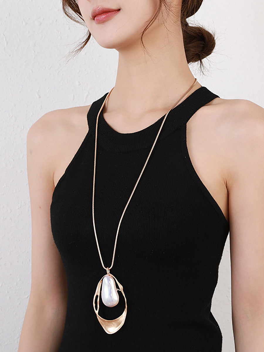 Women Long Metal Versatile Necklace