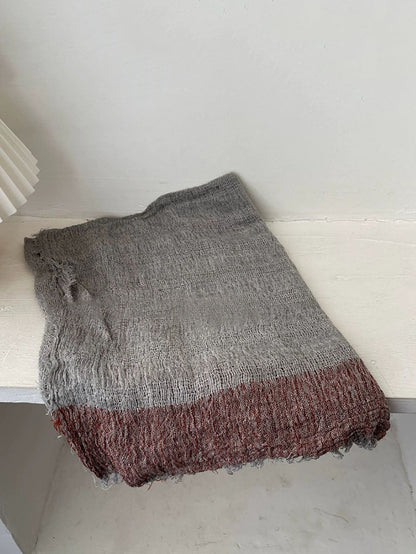 Women Frayed Edge Openwork Color Block Shawl Scarf