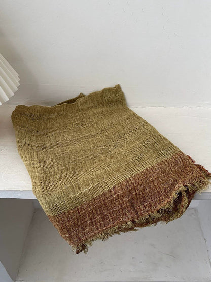 Women Frayed Edge Openwork Color Block Shawl Scarf