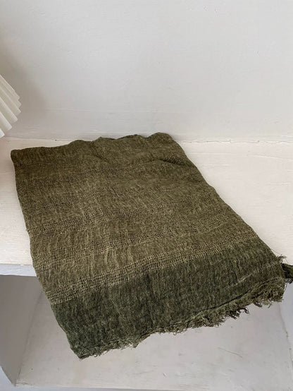 Women Frayed Edge Openwork Color Block Shawl Scarf