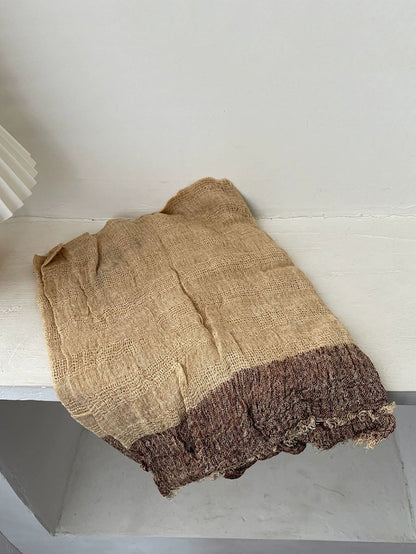 Women Frayed Edge Openwork Color Block Shawl Scarf