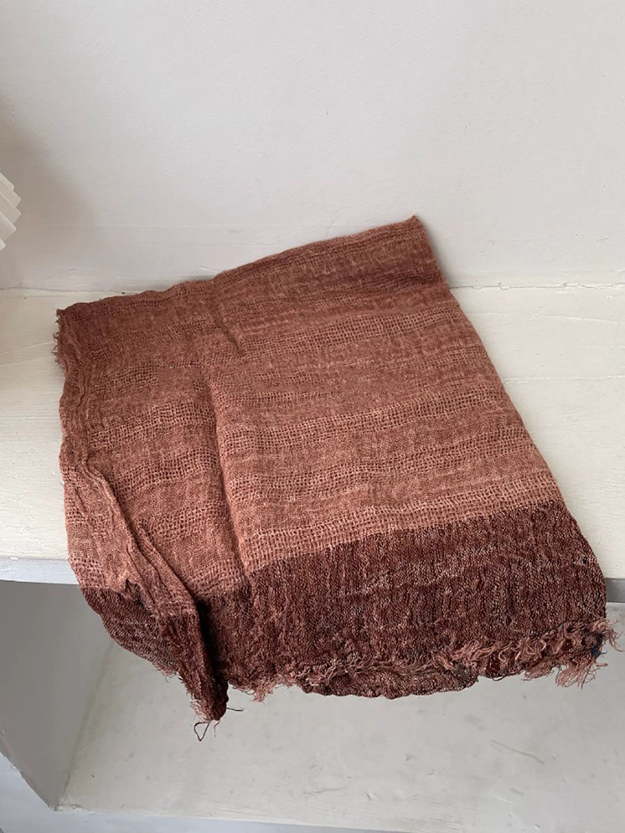 Women Frayed Edge Openwork Color Block Shawl Scarf