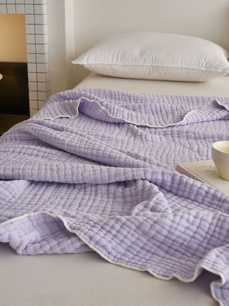 6-Layer Cotton Seersucker Towel Blanket – Breathable Gauze Skin-Friendly Throw