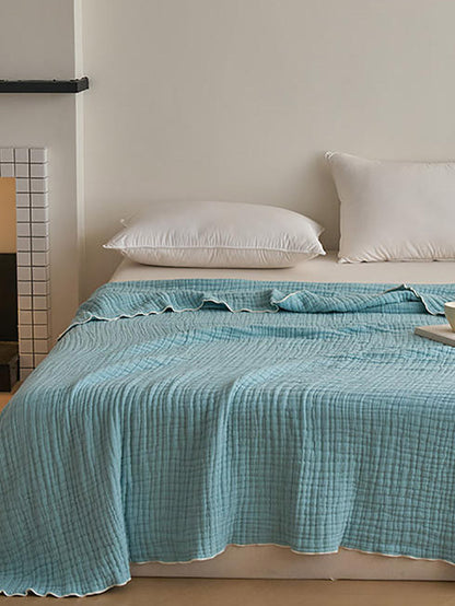 6-Layer Cotton Seersucker Towel Blanket – Breathable Gauze Skin-Friendly Throw