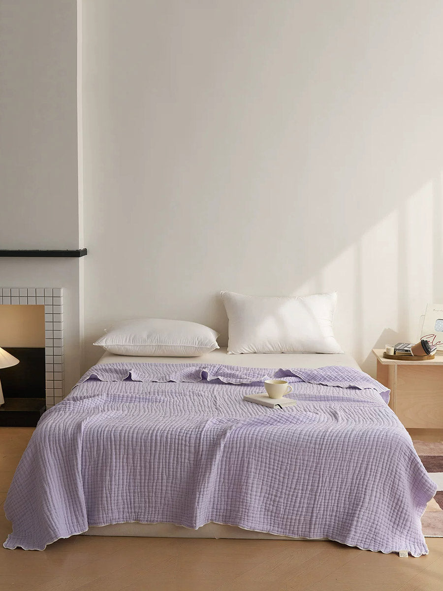 6-Layer Cotton Seersucker Towel Blanket – Breathable Gauze Skin-Friendly Throw