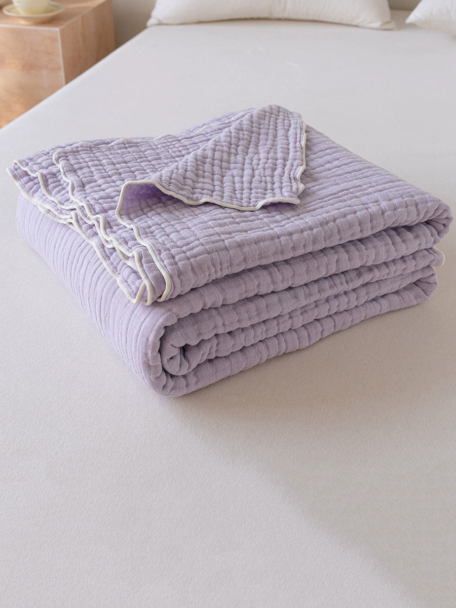 6-Layer Cotton Seersucker Towel Blanket – Breathable Gauze Skin-Friendly Throw