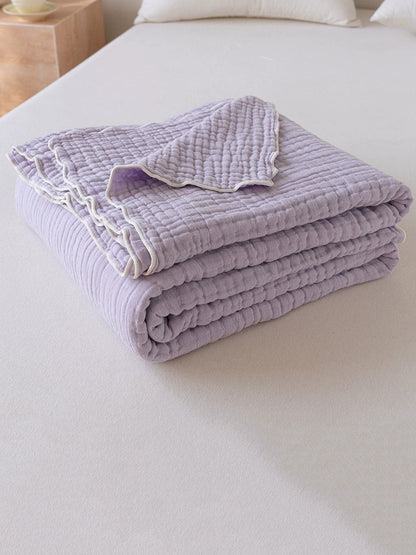 6-Layer Cotton Seersucker Towel Blanket – Breathable Gauze Skin-Friendly Throw