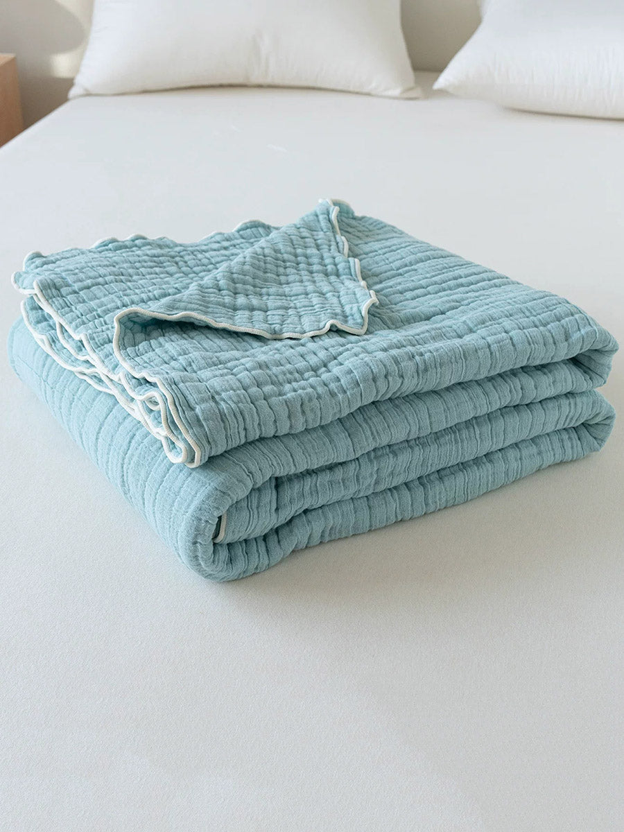 6-Layer Cotton Seersucker Towel Blanket – Breathable Gauze Skin-Friendly Throw