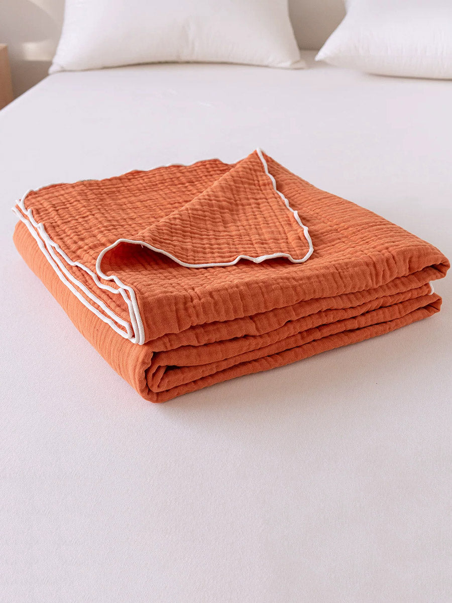 6-Layer Cotton Seersucker Towel Blanket – Breathable Gauze Skin-Friendly Throw