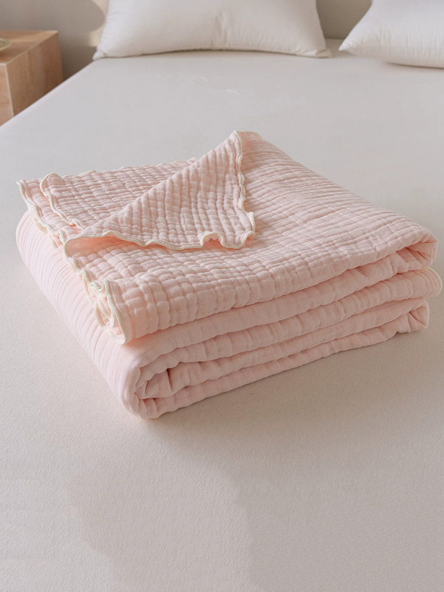 6-Layer Cotton Seersucker Towel Blanket – Breathable Gauze Skin-Friendly Throw