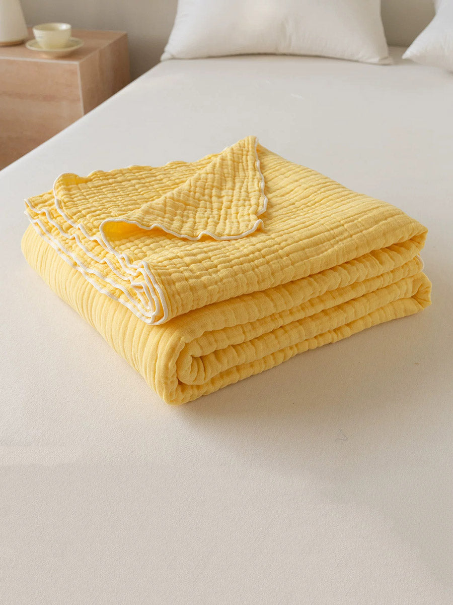 6-Layer Cotton Seersucker Towel Blanket – Breathable Gauze Skin-Friendly Throw