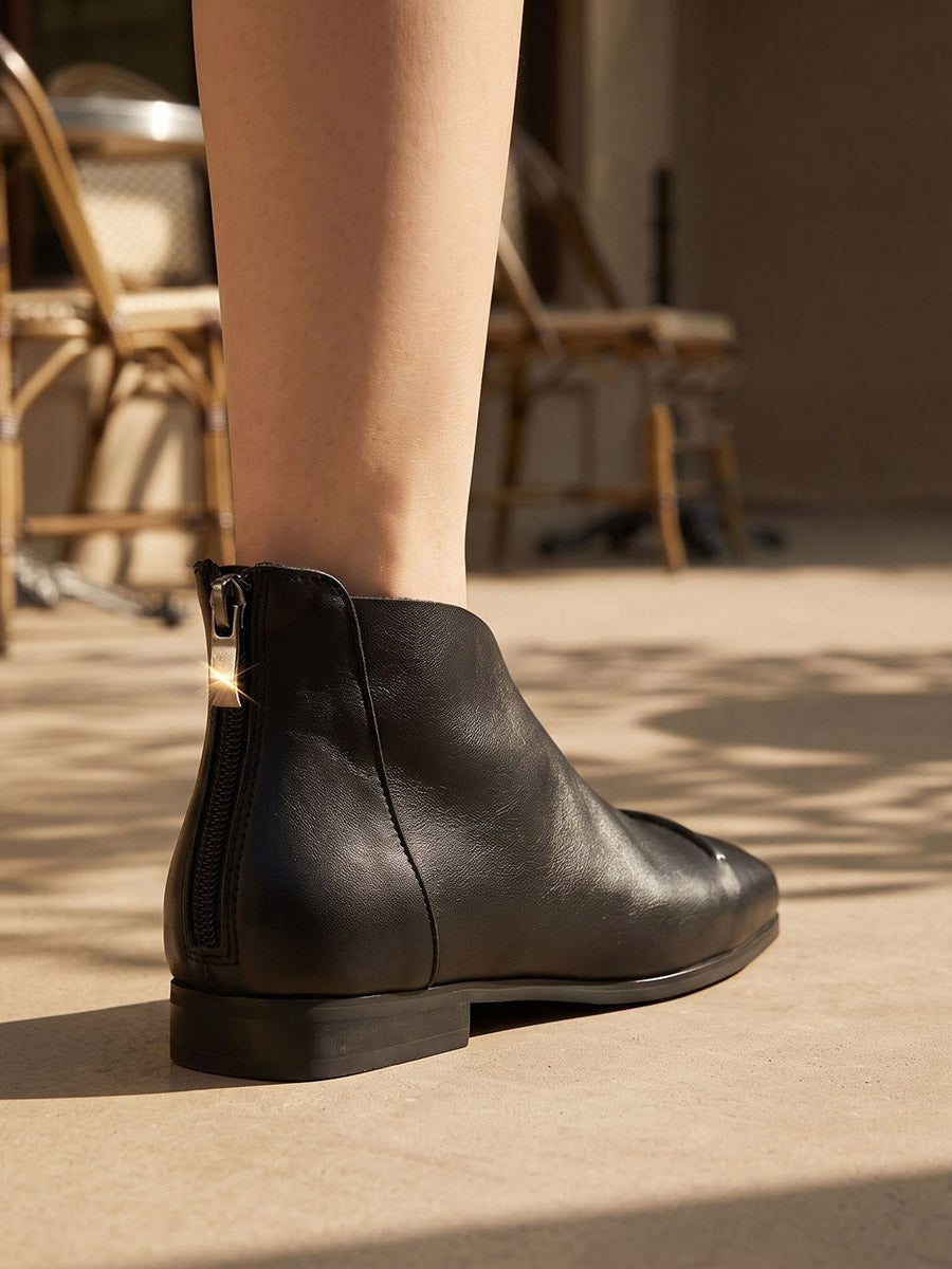 Women Retro Genuine Leather Low-Heel Flats