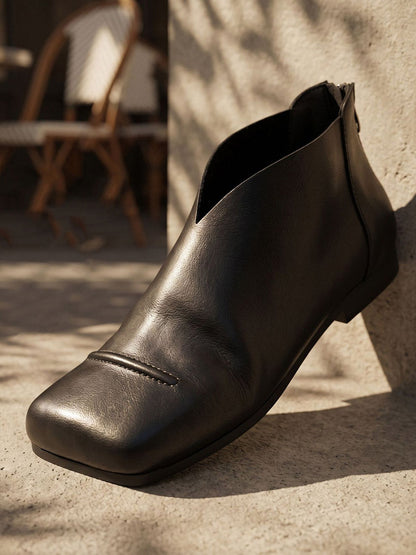 Women Retro Genuine Leather Low-Heel Flats