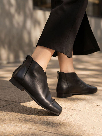 Women Retro Genuine Leather Low-Heel Flats