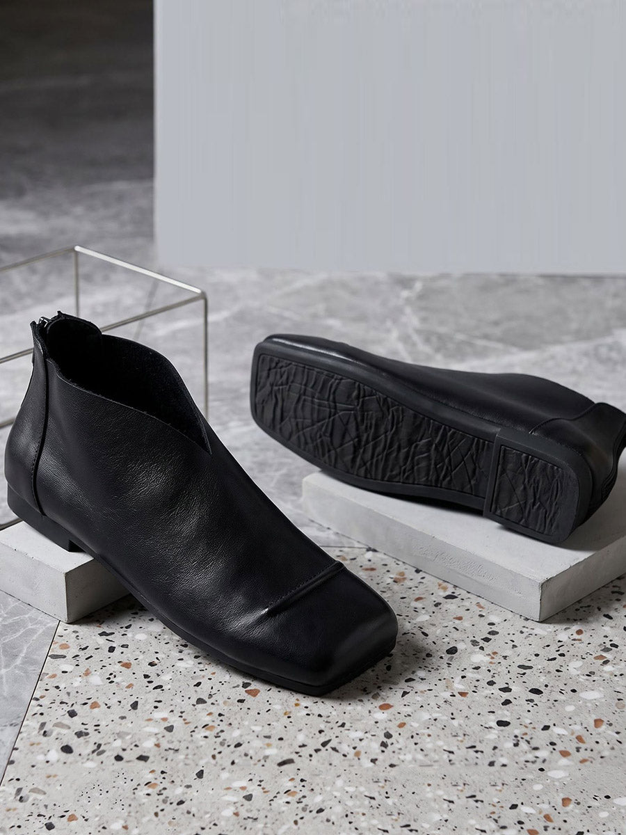Women Retro Genuine Leather Low-Heel Flats