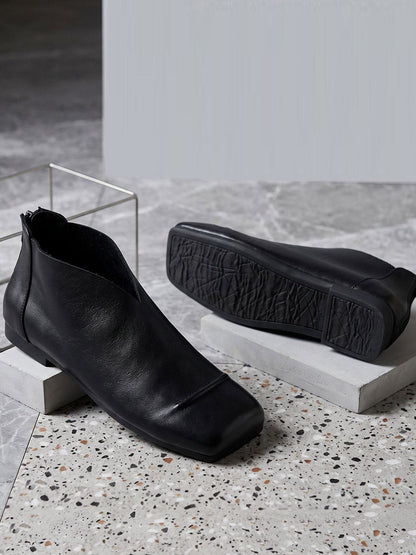 Women Retro Genuine Leather Low-Heel Flats