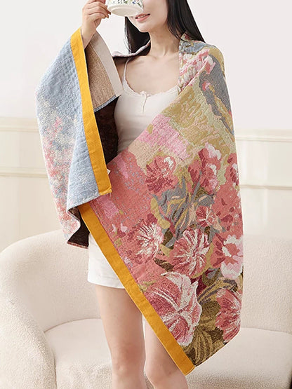 Impressionist Oil Painting Style Cotton 4-Layer Gauze Bath Towel